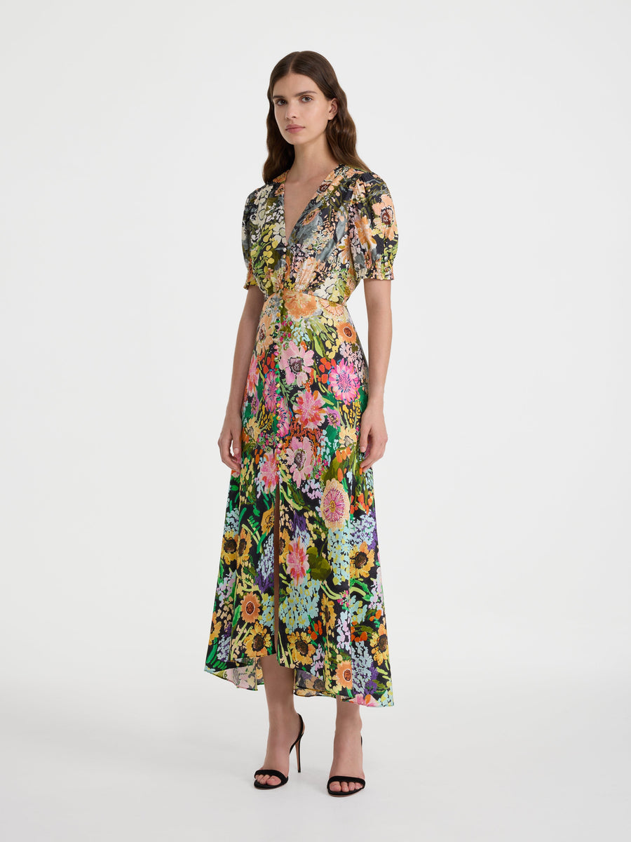 Lea Long Dress In Aster Garden Plmt by SALONI - view 4