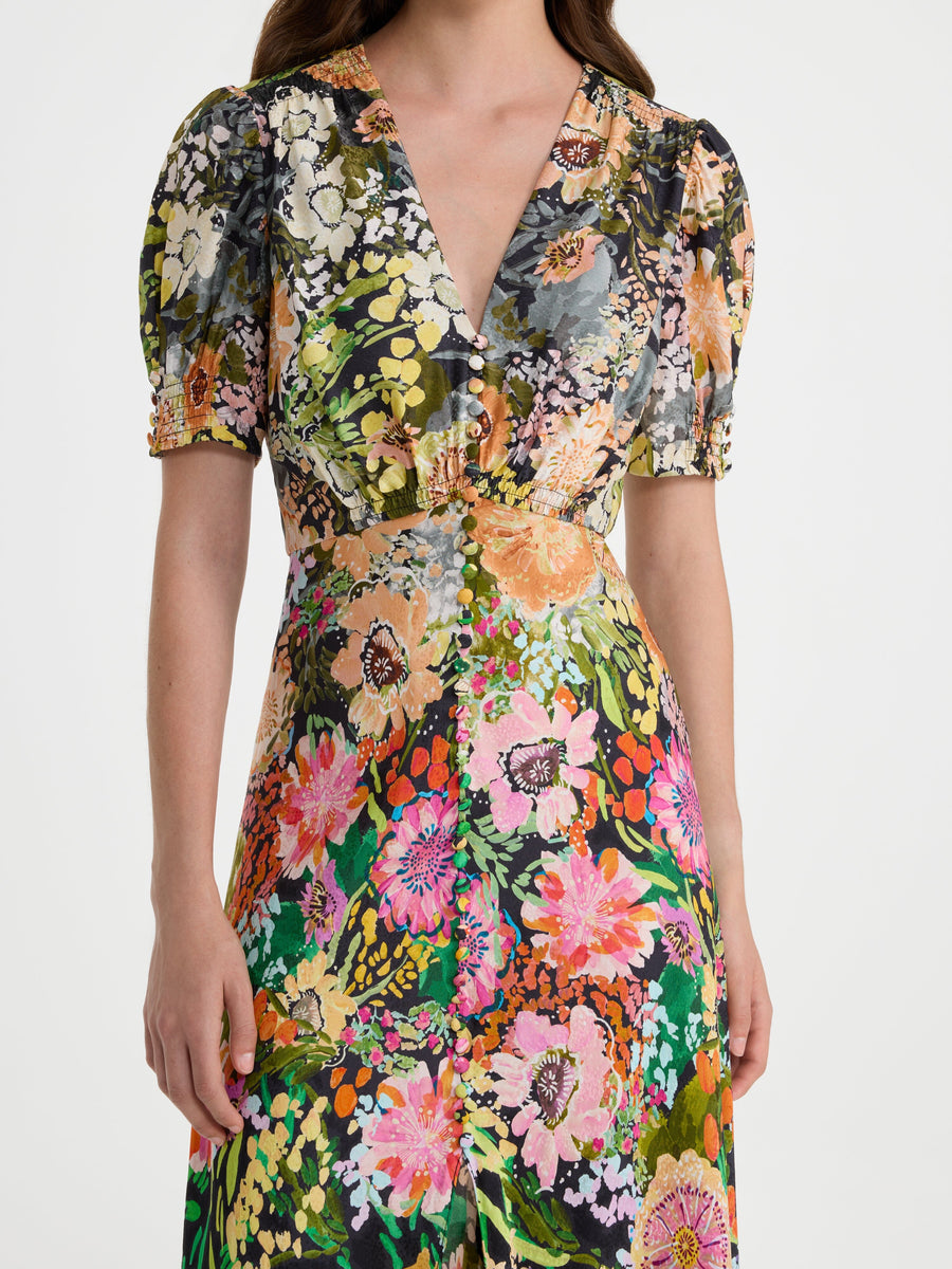Lea Long Dress In Aster Garden Plmt by SALONI - view 2