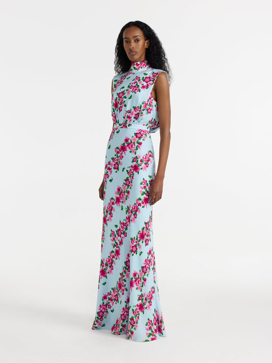 FLEUR BELLIS STRIPE PRINT MAXI DRESS