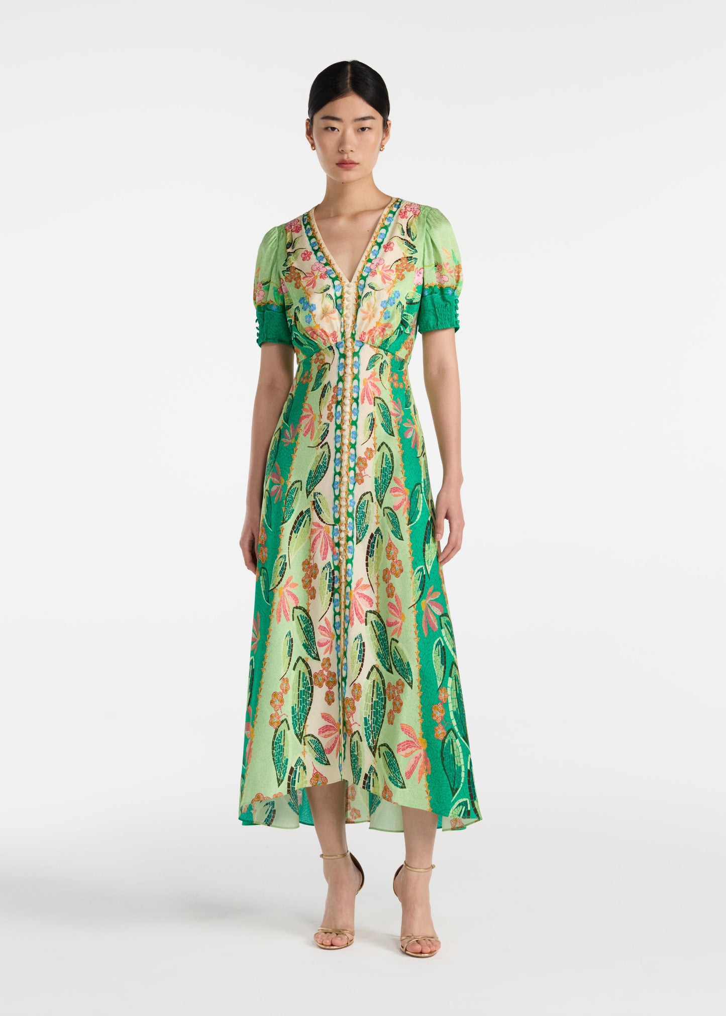LEA LONG DRESS TERRAZZO JADE