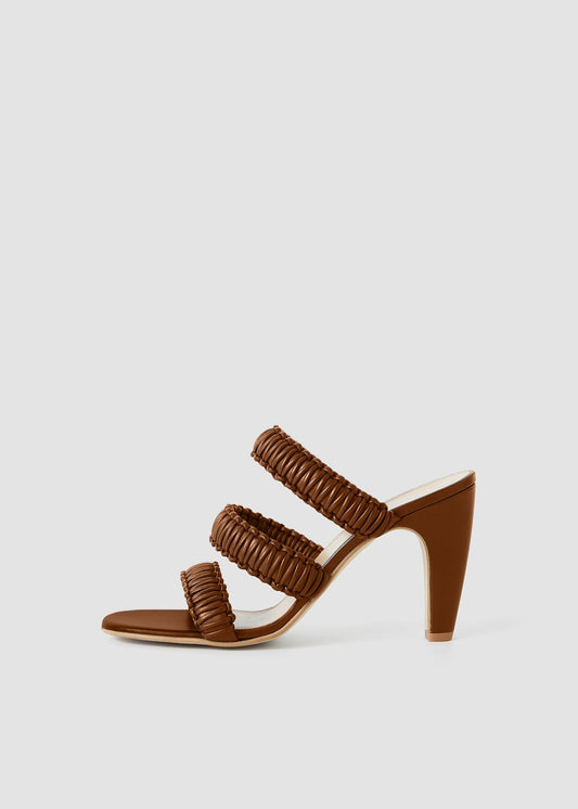NOOR 3 STRAP GATHERED NAPPA HEELED SANDAL