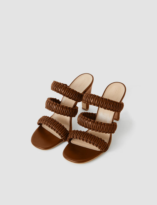 NOOR 3 STRAP GATHERED NAPPA HEELED SANDAL