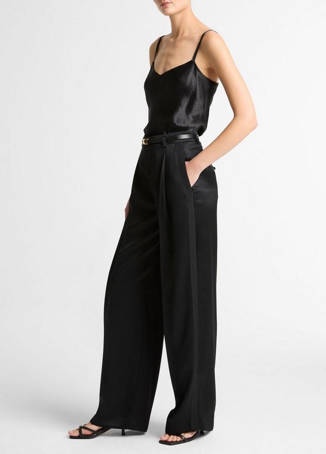 HIGH WAIST SATIN TROUSER BLACK