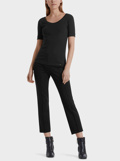 SCOOP SMOOTH NECK T-SHIRT - BLACK