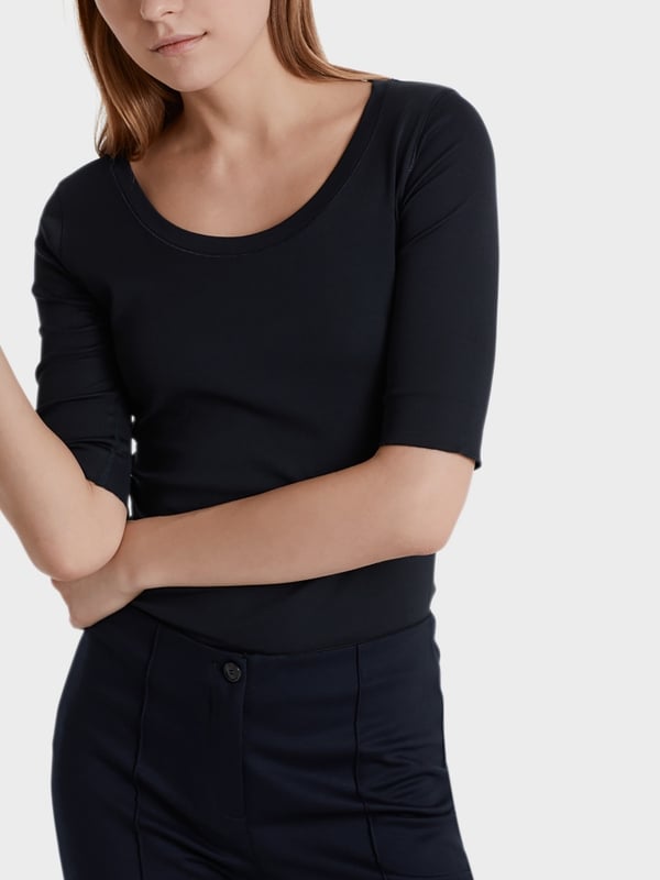 SCOOP SMOOTH NECK T-SHIRT - NAVY