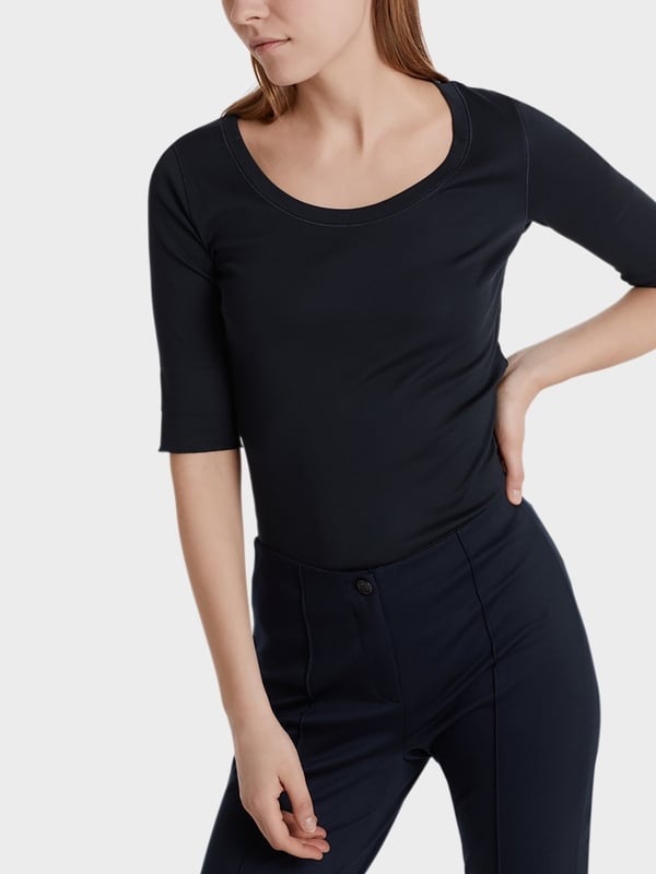 SCOOP SMOOTH NECK T-SHIRT - NAVY