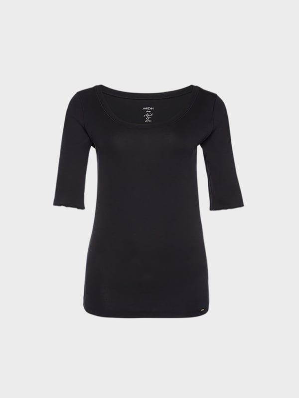 SCOOP SMOOTH NECK T-SHIRT - NAVY