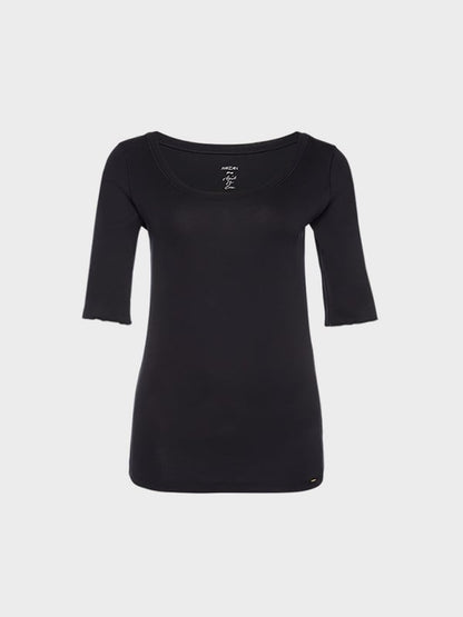 SCOOP SMOOTH NECK T-SHIRT - NAVY