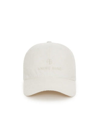 White cap with text on a white background