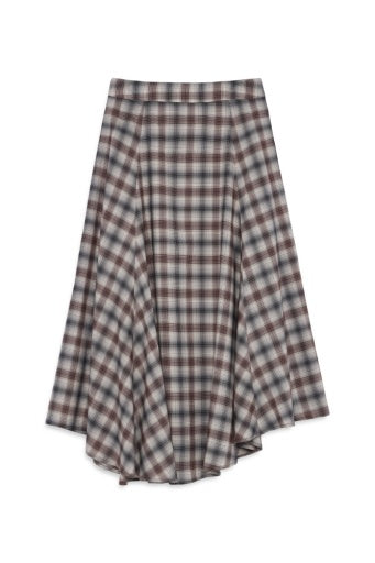 Clayton Skirt - Grey And Rosewood Checks by ANINE BING