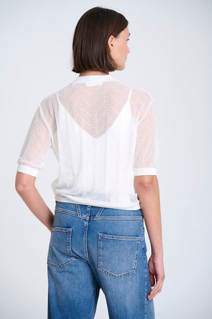 SHEER KNITTED CARDIGAN IN ECRU