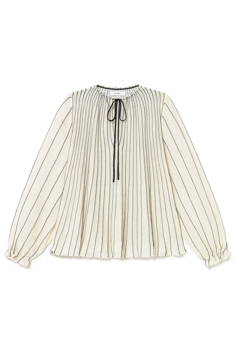 CREAM W BLACK STRIPE KAFTAN KNITTED BLOUSE
