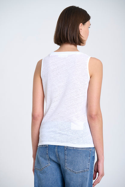 KNITTED SINGLET TOP IN WHITE