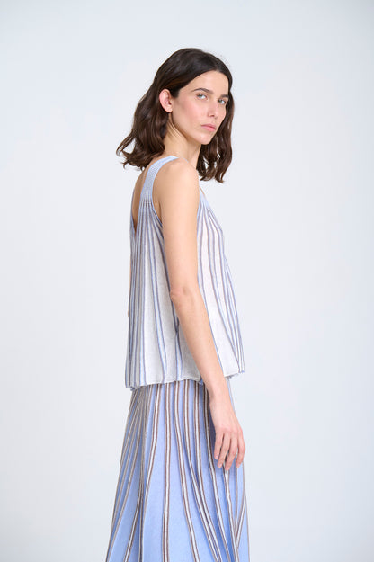 V-NECK KNITTED TOP BLUE SKY