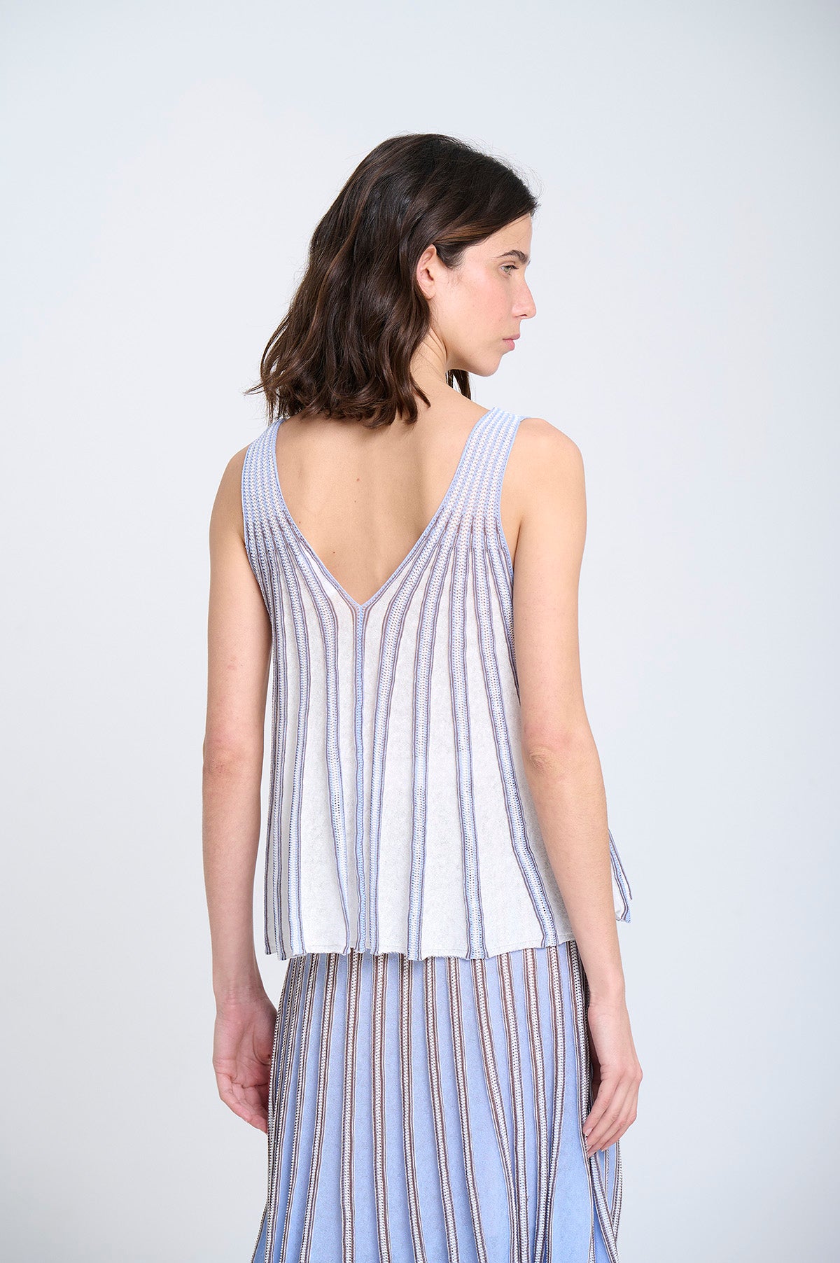 V-NECK KNITTED TOP BLUE SKY