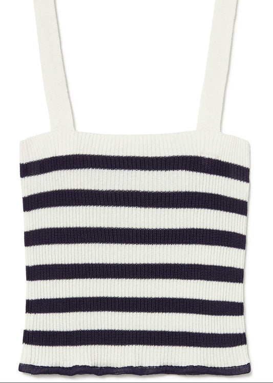 RIBBED STRIPED KNITTED TOP
