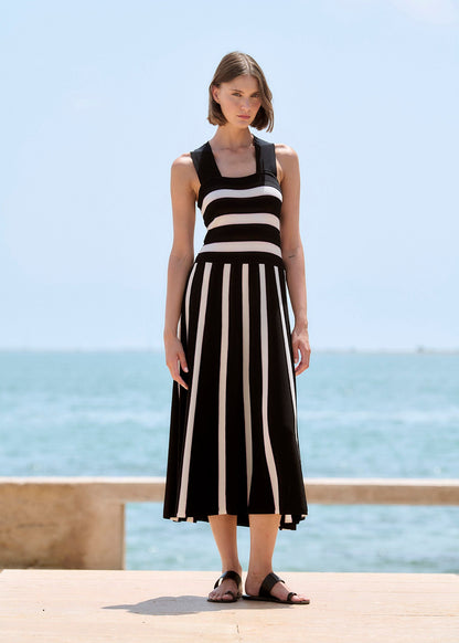NAUTICAL THICK STRIPE KNITTED DRESS IN UNIC
