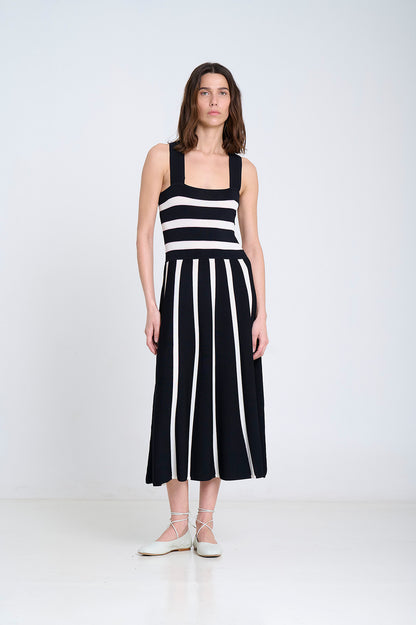 NAUTICAL THICK STRIPE KNITTED DRESS IN UNIC
