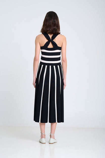 NAUTICAL THICK STRIPE KNITTED DRESS IN UNIC