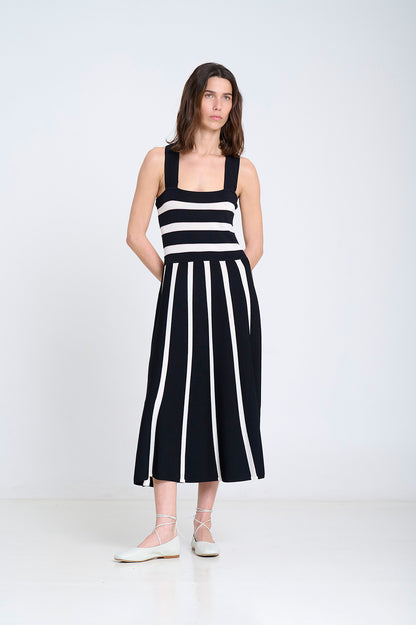 NAUTICAL THICK STRIPE KNITTED DRESS IN UNIC