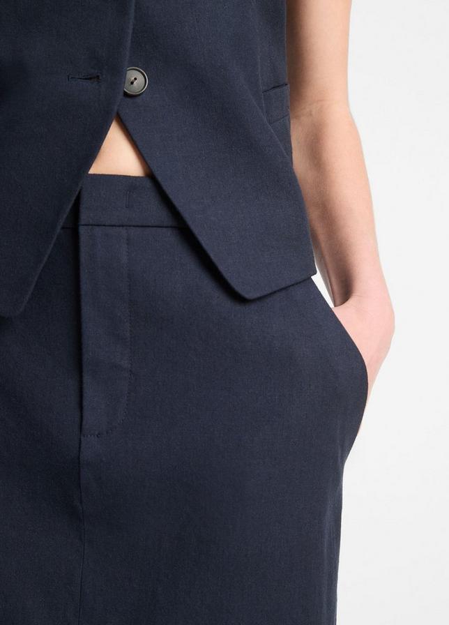 MID RISE LINEN BLEND MAXI SKIRT