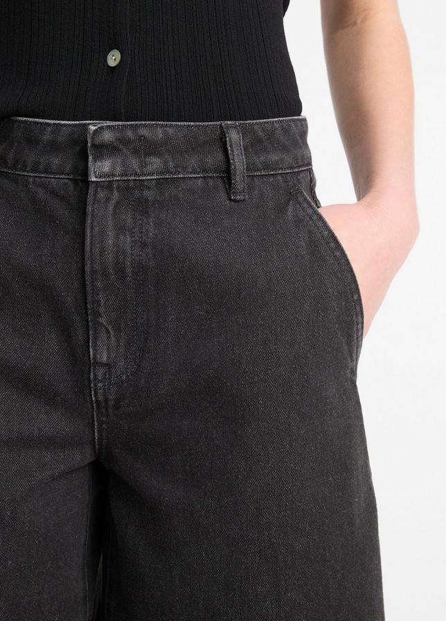 LOW RISE LONGLINE BLACK DENIM SHORT