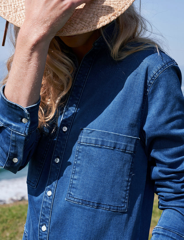 IRELAND L/S PLAYSUIT MEDIUM WASH W GRINDING