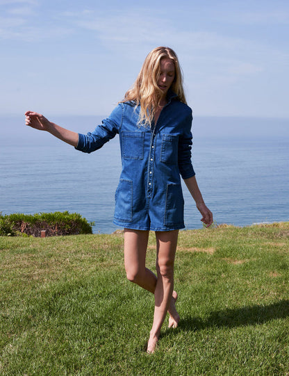 IRELAND L/S PLAYSUIT MEDIUM WASH W GRINDING