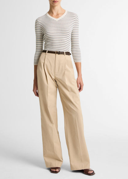 STRIPED HIGH V-NK L/S CLEARWATER/BARK COMBO