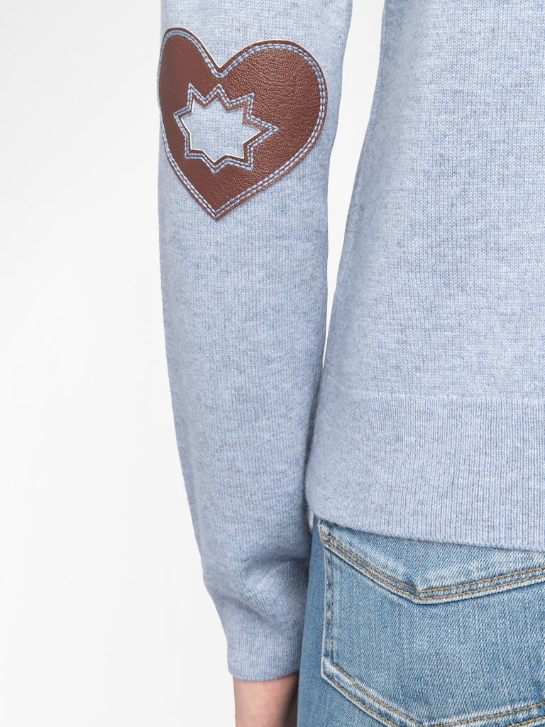 CLOUD CICI WS PATCH HEART CREW NECK KNIT