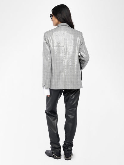 VANILLE CAR SEQUINS PRINCE OF WALES BLAZER