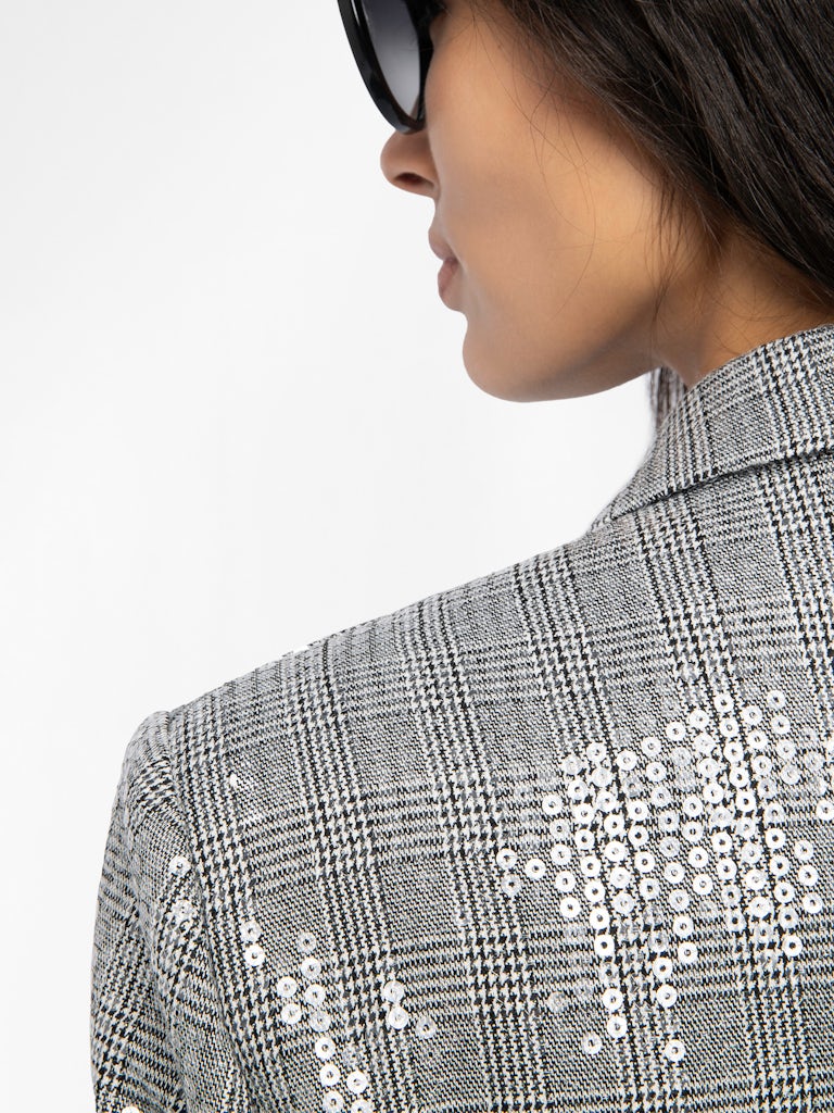 VANILLE CAR SEQUINS PRINCE OF WALES BLAZER