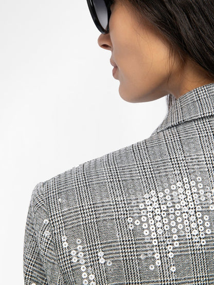 VANILLE CAR SEQUINS PRINCE OF WALES BLAZER