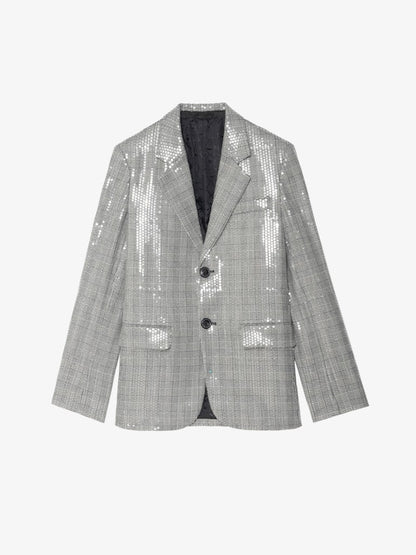 VANILLE CAR SEQUINS PRINCE OF WALES BLAZER