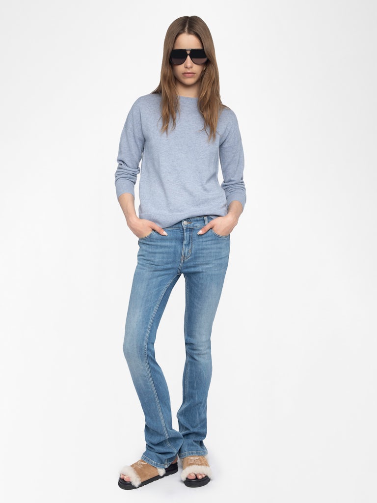 CLOUD CICI WS PATCH HEART CREW NECK KNIT