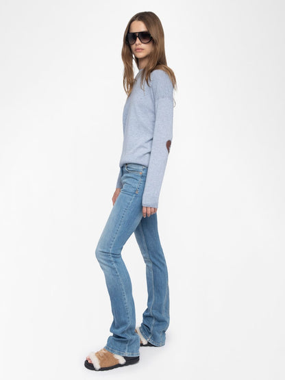 CLOUD CICI WS PATCH HEART CREW NECK KNIT